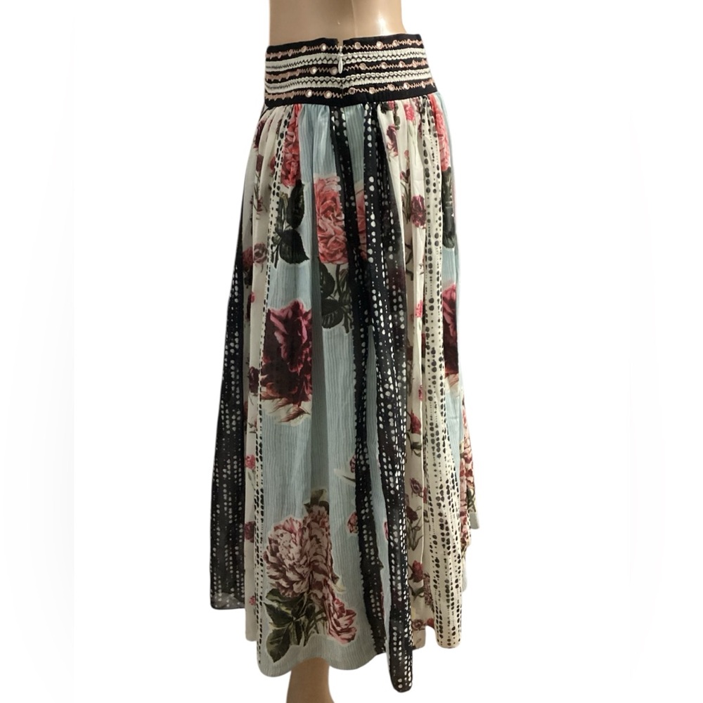 Handmade with love multicolor floral Asymmetrical A-Line Maxi Skirt